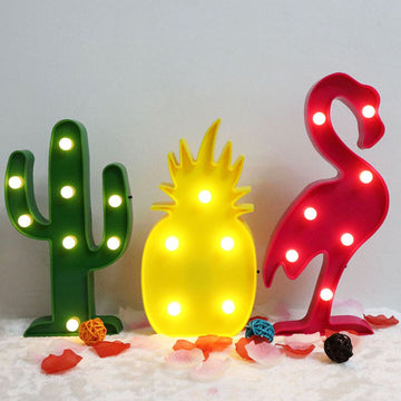 3D LED Flamingo Lamp Pineapple Cactus Light Romantic Night Lamp Table Lamp Marquee LED Nightlight For Home Decoration
